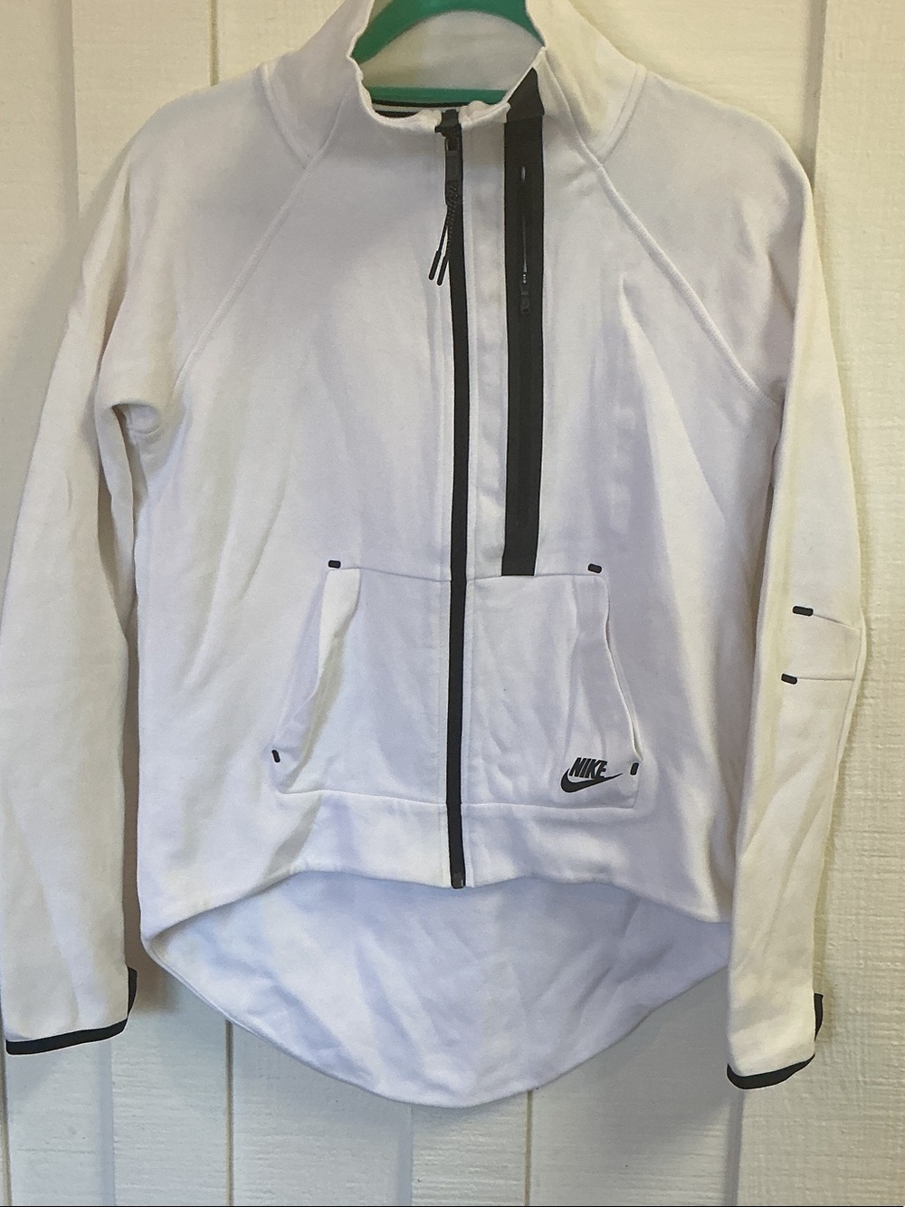 Nike White Zip-Up Athletic Jacket with Black Trim